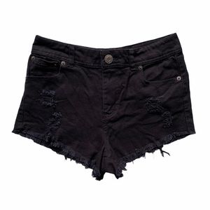 Rue 21 Black Ripped Raw Frayed Hem Denim Shorts